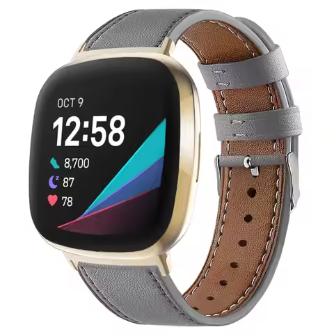 For fitbit versa 3 Versa 4 smart watch classic double-sided cowhide leather strap for fitbit versa 4
