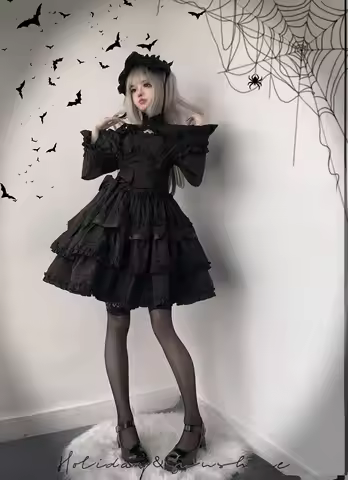 - LiLith - Christmas Gothic Lolita JSK Dress, Short Sleeve Bolero by Mengfuzi