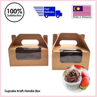 [My Baking Place] Kraft Cupcake Muffin Box/Kotak with Handle and Window, Kotak Kek Cawan