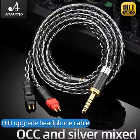 ATAUDIO HiFi Headphone Cable Hi-end 8 Cores 7N OCC Silver Mixed Earphone Cable for Sennheiser HD580 