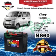 Münster Robust MF CMF NS60 | 55B24R (45AH) Car Battery Bateri Kereta for Chery Transcar