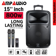 Ampaudio 15 inch Portable Speaker with Karaoke System Bluetooth Portable