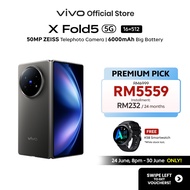 [New Foldable Phone] vivo X Fold5 32GB*(16GB+16GB)RAM +512GB ROM 217g Ultra-Light 6000mAh 50MP ZEISS