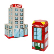 Papercraft Miniature Bank Building and Post Office