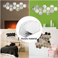 12Pcs Hexagon Acrylic Mirror Wall Stickers Home Decor DIY Removable Mirror Sticker Living-Room Decal Art Ornaments For Home