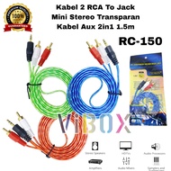 RC-150 Vibox Cable Aux Av Rca 2x1 To Jack 3.5mm Transparent Cable Jack Audio Speaker For hp Pc Tv Am