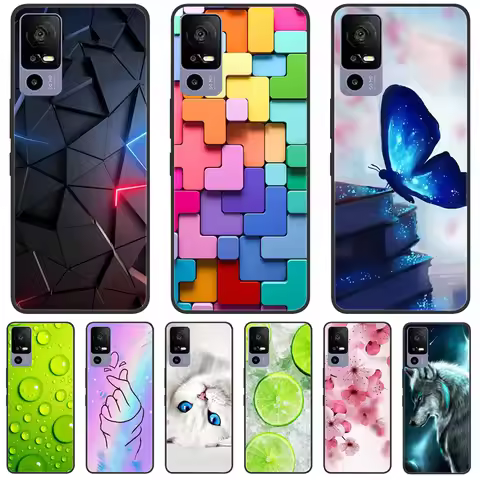 For TCL 40R 5G T771A Case Painted Soft Black Silicone Bumper Phone Cover for TCL 40 R 5G 6.6" Case T