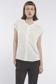 ESPADA เสื้อคอจีนลายทาง ผู้หญิง สีขาว | Mandarin Collar Stripe Blouse | 04792