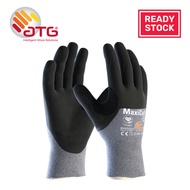 ATG 44-505 MaxiCut Oil, Cut Resistant Safety Work Gloves Blue Eng Shell, Black 3/4 Dip Nitrile Microfoam Grip