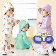 5pc/6pc set Children's One-Piece Swimsuit Baby Sunscreen Quick-Drying Surfing Suit Seaside Vacation 