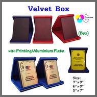 Velvet Box / Plaque Kayu Baldu untuk Cenderahati / Penghargaan / Souvenirs
