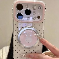 Phone Phone Case Suitable for iPhone 11 12 13 14 15 16 17 Pro max Polka Dot Miffy Rabbit+Paste Brack