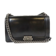 chanel Boy 黑銀28cm box皮