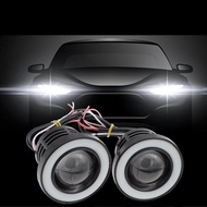 2pcs 12V Universal Fog Light COB LED DRL Driving Lights Multiple Colors Choose Waterproof Super Bright Angel Eyes Fog Lamp 64mm
