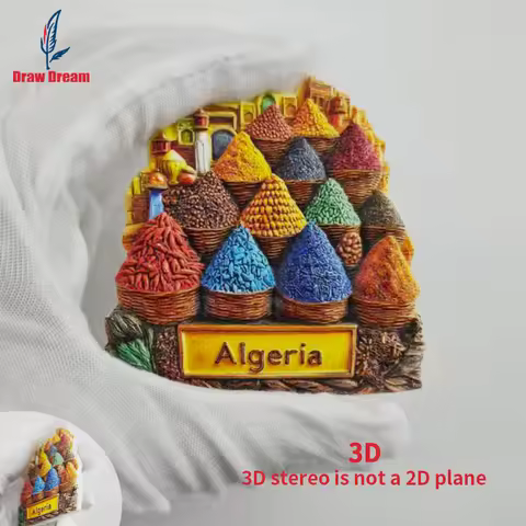 1Pc Algeria Fridge Magnet, World Travel Souvenir Collection, Suitable for Home and Office Decoration