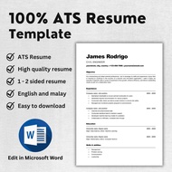 ATS Friendly Resume Template Edit in Microsoft Word | Professional Resume | Minimalist Resume