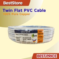 BLUE WHITE CABLE 60 Meter Pure Copper 23/0.14 x 2 Core Blue White PVC Insulated Non-Sheathed Twin Fl