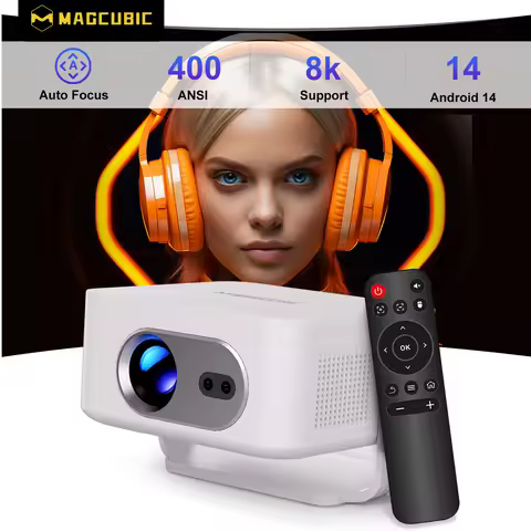 Magcubic Auto Focus HY300Max Android 14 Portable Projector 400ANSI WiFi 6 Projector Support Full 8K 