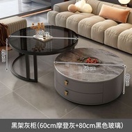 岩板茶几 輕奢現代簡約圓形小戶型茶几 客廳家用極簡大理石（平行進口）（快遞送貨上門）
