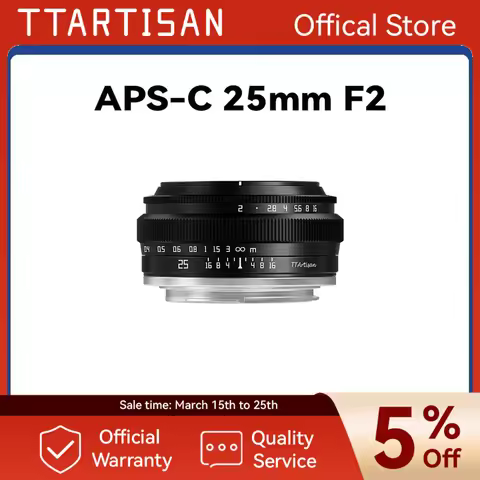 TTArtisan 25mm F2 Camera Lens for Sony E Mount a6400 Fujifilm XA XT4 XT30 Canon M50 R7 R10 Panasonic