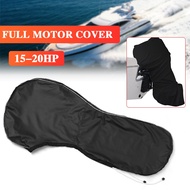 210D Waterproof Cover Boat Full Motor Cover Outboard Engine Protector For 15-20HP Boat Motors Black Waterproof Cover