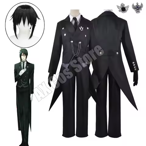 Anime Black Butler Sebastian Michaelis Cosplay Costume Wig Sebastian Michaelis Cosplay Uniform Hallo