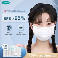 Cofoe 100pcs 3 Ply  Disposable Medical-Surgical Face Mask Blue Anti-Virus Anti Droplet Facial Masks with Elastic Earloop Dustproof 3 Layer Protective Cover Facemask for Adult (Premium Quality)