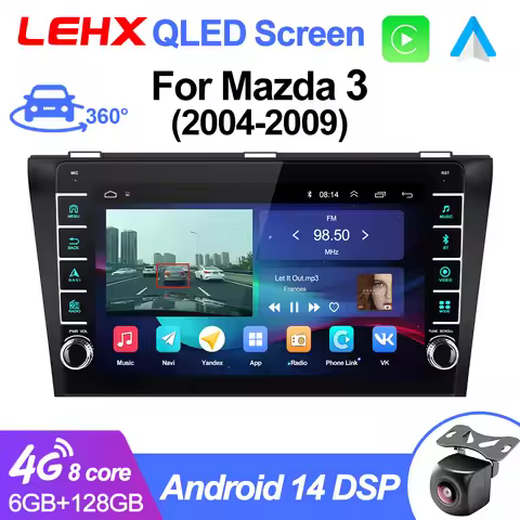LEHX CarPlay Android Auto Car Radio for Mazda 3 bk maxx axel 2004-2013 Car Multimedia Stereo GPS 2di