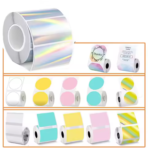 1Roll 25-50MM Compatible M110 M220 M200 Self-Adhesive Color Laser Thermal Paper, E210 P50 Detong P1 