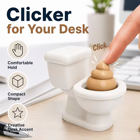 Creative toilet desktop clicker, fun to press desktop decoration, novel desktop ornaments