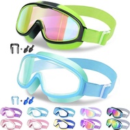 Vvinca Kids pool accessories-Goggles with Comfort Fabric Strap, Kids Swim Goggles Wide View Anti-Fog