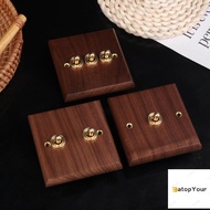 EatopYour  Walnut Wood Retro British Light Switch Soet Bedside Wall Lamp Switch LED Dimmer Pure Wood