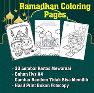 Kertas gambar Mewarnai edisi ramadhan / Ramadhan Coloring Pages / Mewarnai Kartun Muslim islami