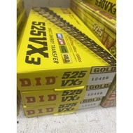 DID X-ring gold chain 525vx3-124link