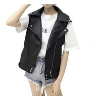 Ramones women's black semi-leather rock and roll vest leather pu vest