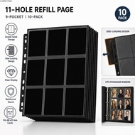 CHERRY3WK 10Pcs Card Album Refill Page, Reinforced Seams Double-Sided Trading Card Binder Page, Tran