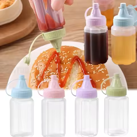 4Pcs Mini Sauce Bottles Condiment Dispenser Ketchup Bottle Mustard Salad Dressing Sauce Bento Contai