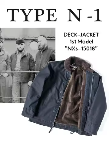 Rugged Bronson 1st Model USN N-1 Deck Jacket Vintage Military Repro Winter Men's Wool Lined Warm Coa