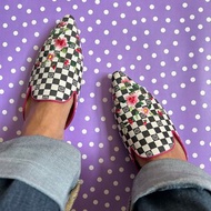 小雪花手繡平底鞋無包跟/拖鞋 繡花 刺繡 蘇繡 花棉布 帆布 手繡