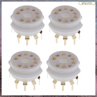 [L E U R] 4PCS Ceramic 9 Pin Gold PCB Vacuum Tube Socket for 12AX7,12AT7,12AU7,ECC83,ECC82,E88CC, 69