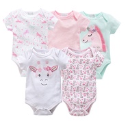 ●☎ﺴBaju monyet bayi borong 5 pcs set pakaian cetakan haiwan musim panas budak biru baju badan lengan pendek