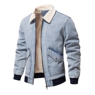 2024 Men's Fleece-Fleece Denim Jacket Jacket European Size Casual Quality Washed Denim Top bgt117.10