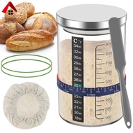 7Pcs Sourdough Starter Jar with Scale 900ml Large Capacity Sourdough Starter Container Reusable Glas