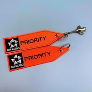 Star League Aviation Orange Embroidered Keychain Aviation Flight Luggage Overnight Bag Small Bag Pen