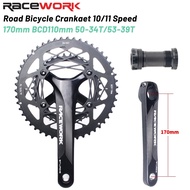 RACEWORK Bicycle Crankset Road Bike Crankset 170MM Bike Cranks 50-34/53-39T Chainring Bicycle Cranks 110BCD Hollowtech Cranks Bicycle Parts