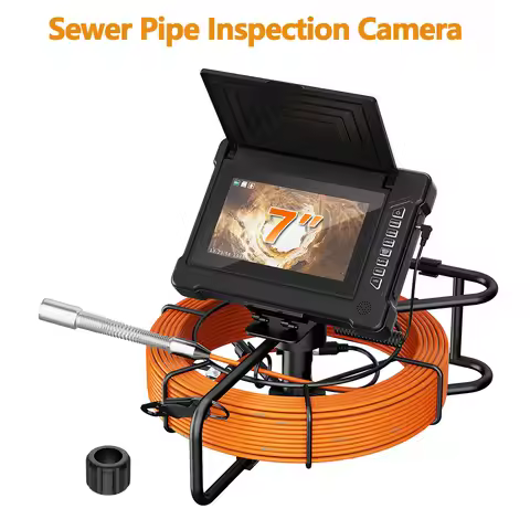 7' IPS HD Endoscope Camera with DVR 16GB, 0-20 Times Zoom Sewer Camera, IP68 Waterproof, 6-8 H Inspe