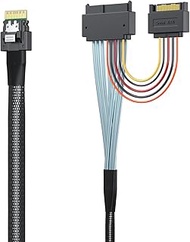 10Gtek SFF-8654 4i SlimSAS to U.2 SFF-8639 with 15pin SATA Power Cable, 0.75~0.8m(2.46~2.62ft)