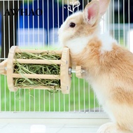[AWHAO] Rabbit Hay Feeder Wooden Hay Holder Bunny Hay Rack Small Animal Feeder for Rabbit Cage Porta