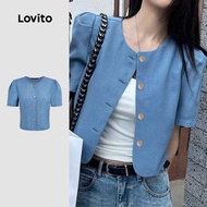 (New) Lovito Casual Button Spring/summer Blouse for Women L143AD623
