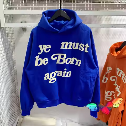 2025w Blue Cactus Plant Flea Market Hoodie Men Women 1:1 Ye Must Be Born Again Hoodie Kanye West CPF